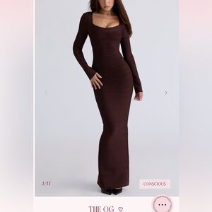 House of CB Chocolate Long Sleeve Bandage Dress